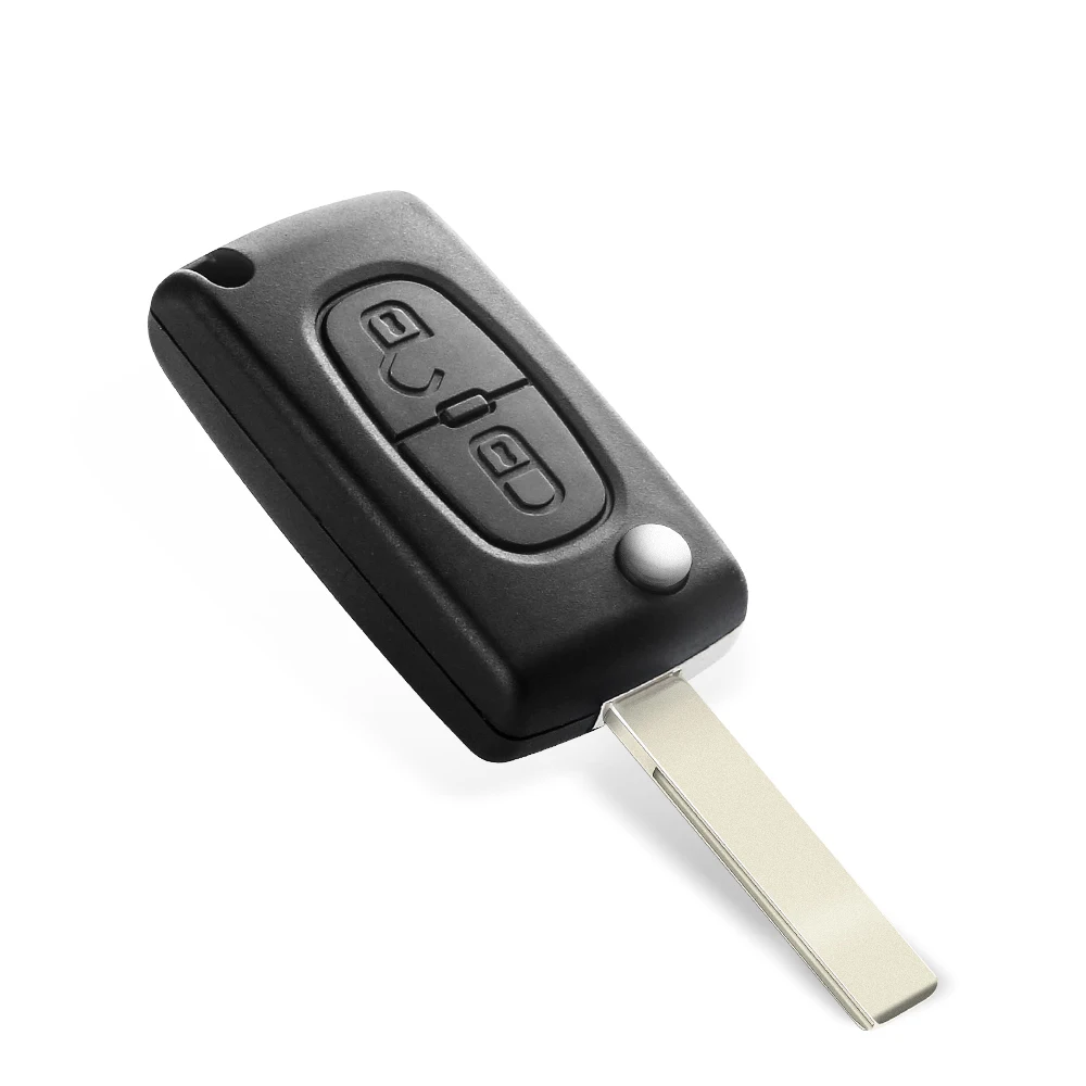 KEYYOU-funda de llave plegable con tapa, carcasa en blanco para Peugeot 107, 207, 307, 307S, 308, 407, 607, VA2/HU83 Blade, 2 botones