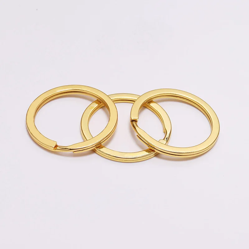 100Pcs/Lot 25 28 30 32 35mm Gold Round Key Ring Llaveros Clasp Findings Key Chain Split Ring Plated Key Ring For Jewelry Making