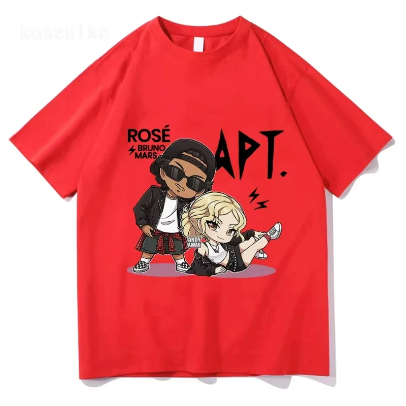 روز برونو المريخ APT تي شيرت موضة الرجال/النساء Harajuku الجرافيك تي شيرت للجنسين جودة عالية الجمالية خمر الصيف تي شيرت