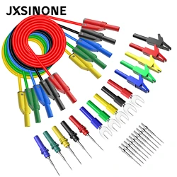 JXSINONE P1050B 20PCS Stackable 4mm Banana Plug Silicone Test Lead Kit with probes Alligator Clip U-type Harpoon for Multimeter