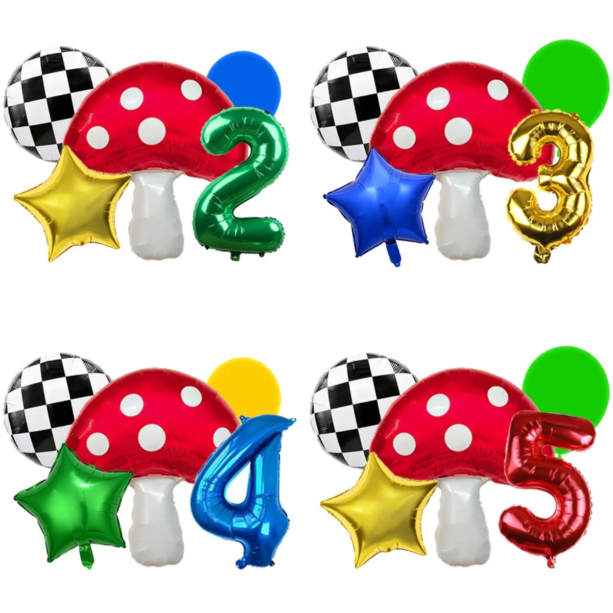 Mushroom & Star Foil Balloon Kit Game Controller Globos Superbors Style Latex Balloons for Birthday Home Festival Decor Supplie