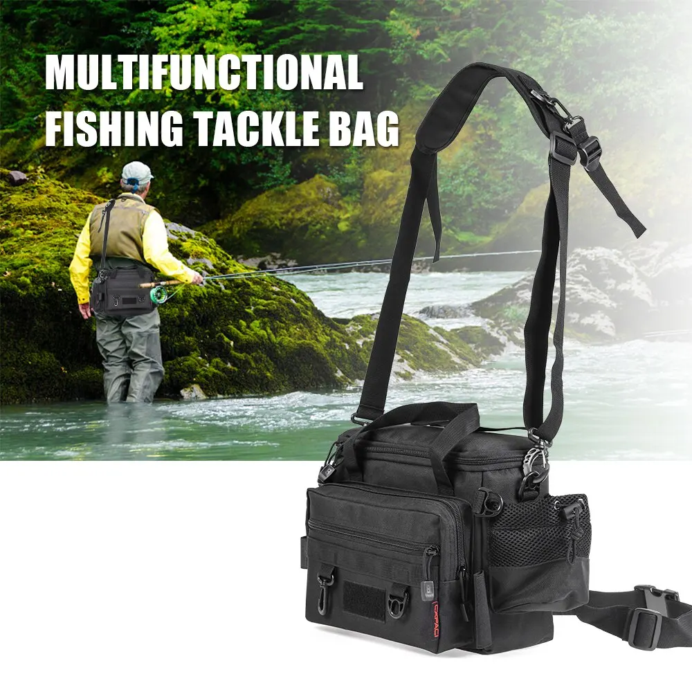 Waterproof Fishing Bag Large Capacity Lure Fishing Tackle Pack 1000D oxford fabric Outdoor Fishing Shoulder Bag Waist Bag