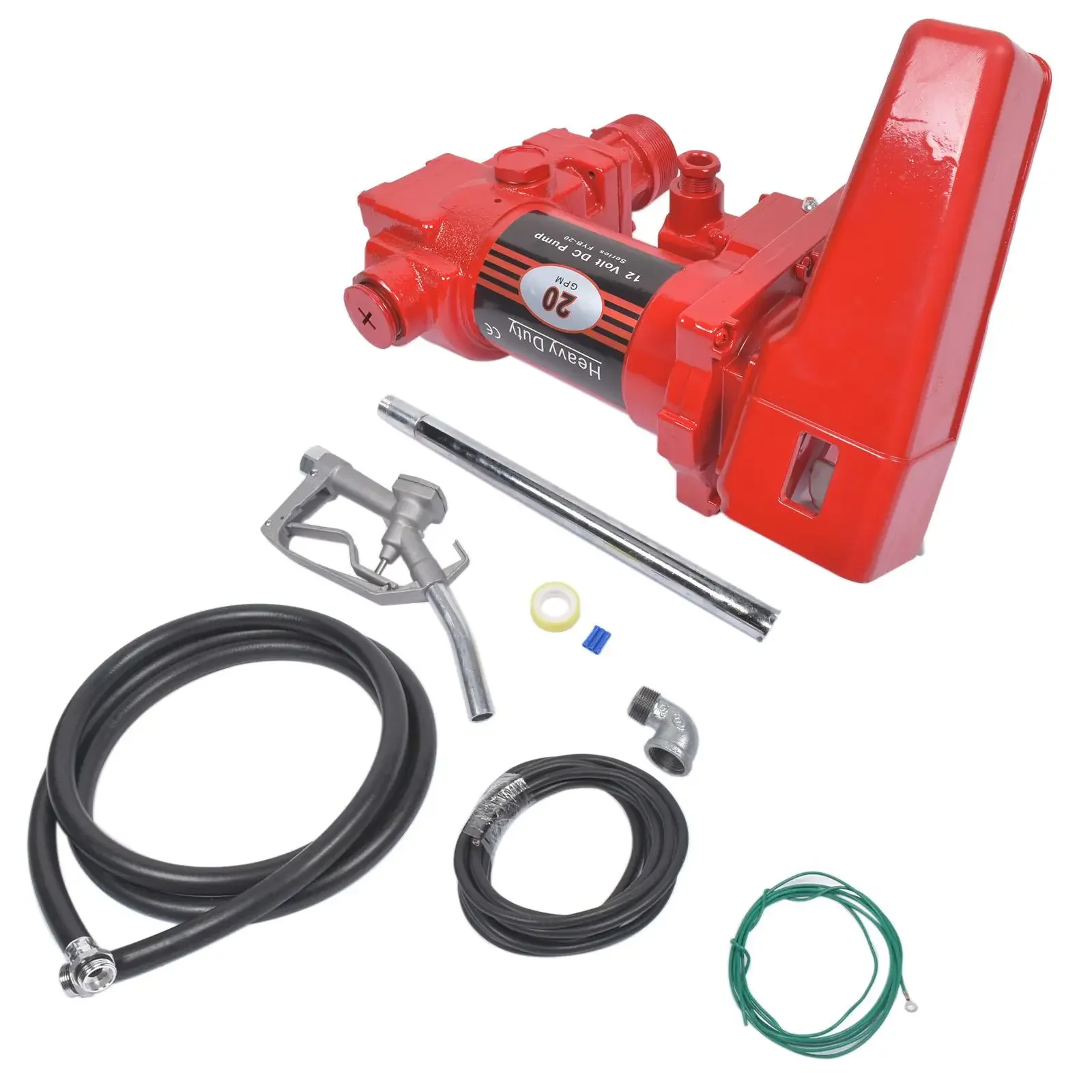 AP03 20GPM 12V Red Fuel Transfer Pump w/Nozzle Kit for Car Truck Tractor Diesel