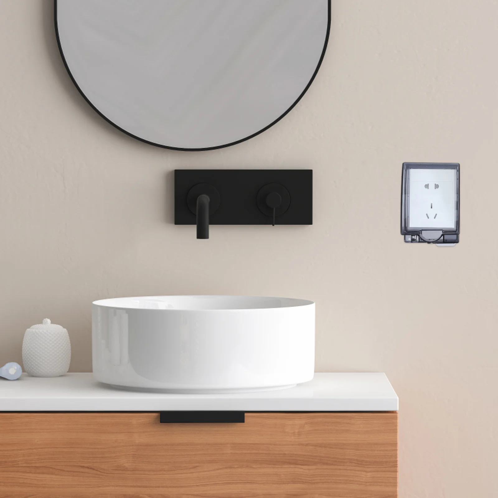 

Socket Waterproof Cover Transparent Self-Adhesive Outdoor Plug Cover For Wall Outlets Weatherproof Electrical Black