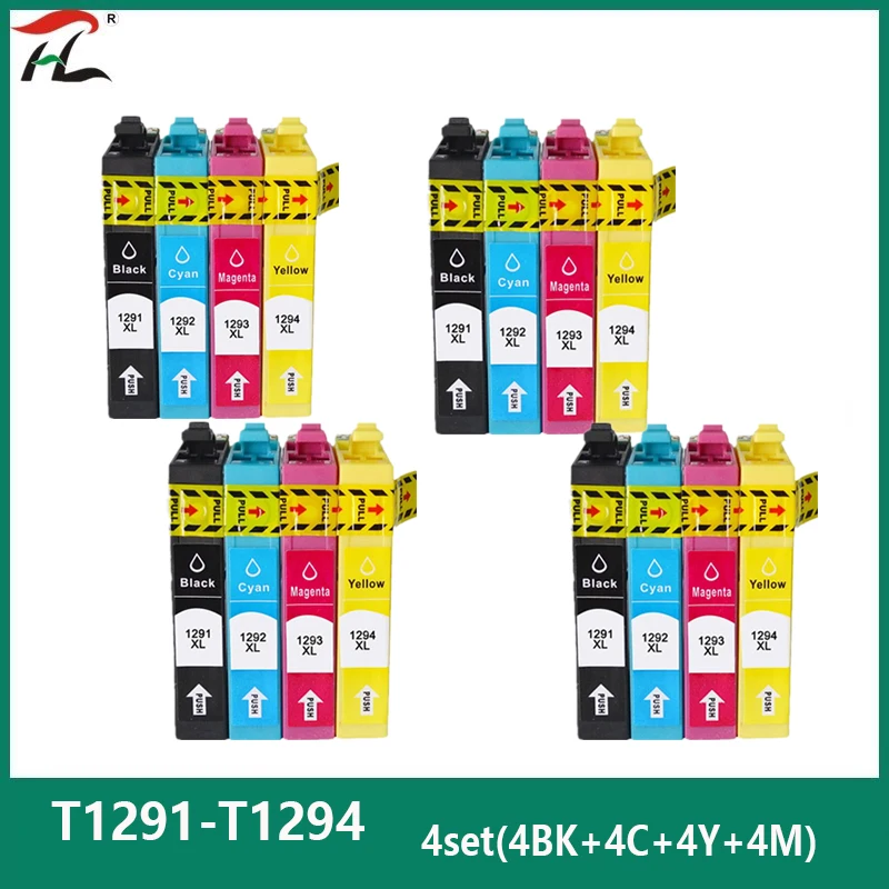 HTL Ink Cartridges Replacement for Epson T1291 T1292 T1293 T1294 Compatible with Epson SX420W SX425W SX525WD SX230 Printer