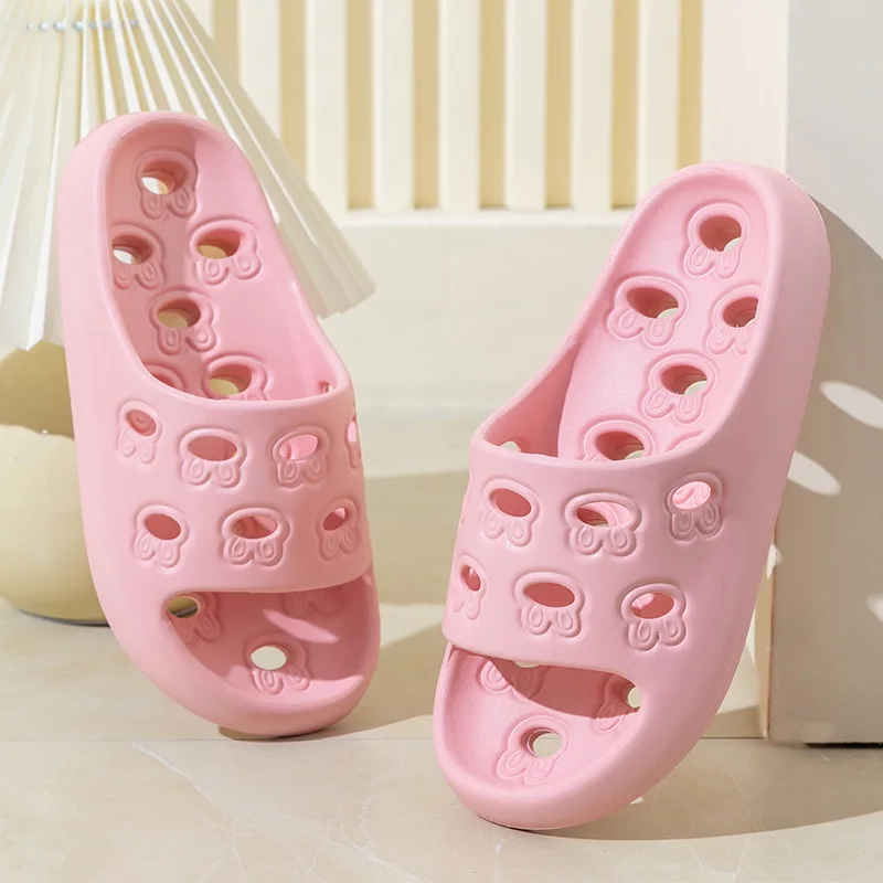 Quick Drying Drainage Bathroom Slippers Women Men EVA Soft Sole Hollow Shower Slides Non-Slip Silent Home Sandals Couple Shoes - view 6