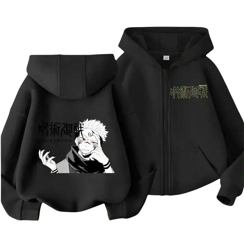 Japanese Anime Jujutsu Kaisen Cartoon Kids Hooded Hoodies Baby Boys Girls Cotton Sweatshirts Children Pullover Clothes,