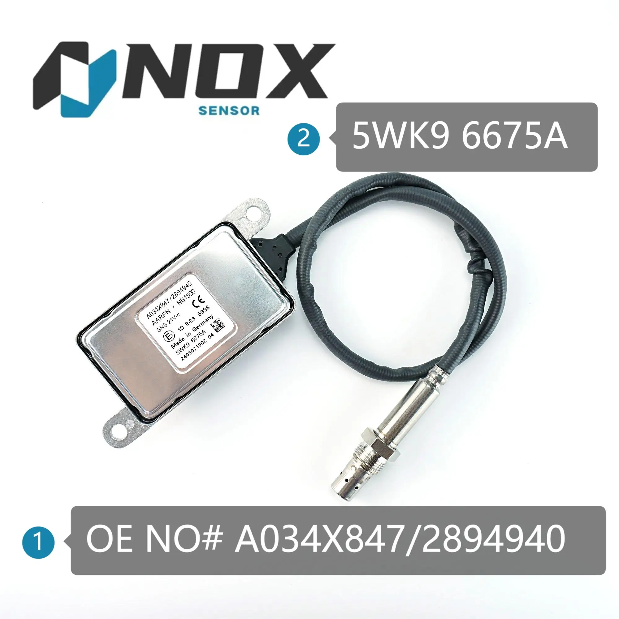 High Quality NGK Probe 5WK96675A 2894940 A034X847 NOX Oxygen Sensor Made in Germany For Cummins Volvo DAF XF Truck 24V Euro 5