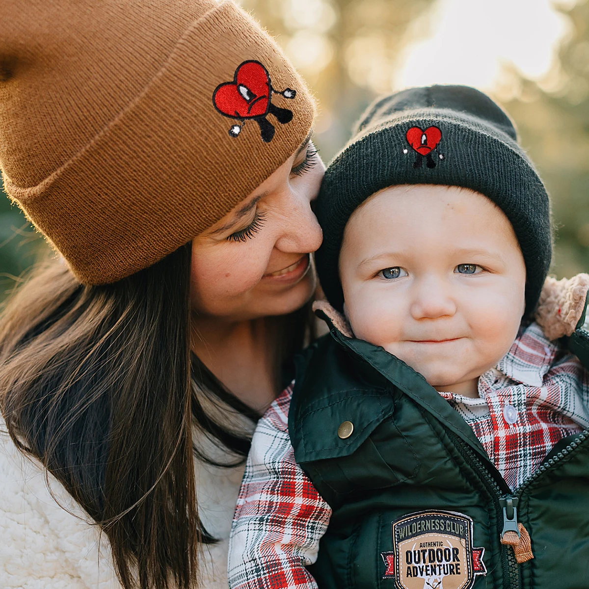 Children Bad Bunny Beanies Gorros a Juego Para Madre e Hijo Cartoon Embroidery Knitted Hat UN VERANO SIN TI Outdoor ski cap