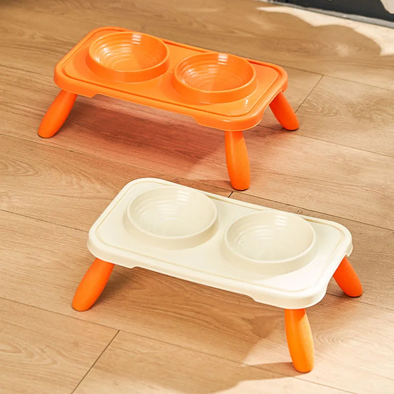 Elevated Double Pet Bowls for Cats Dogs, Non-Slip Raised Food Water Feeder Set, Protect Neck Pet Feeding Dishes