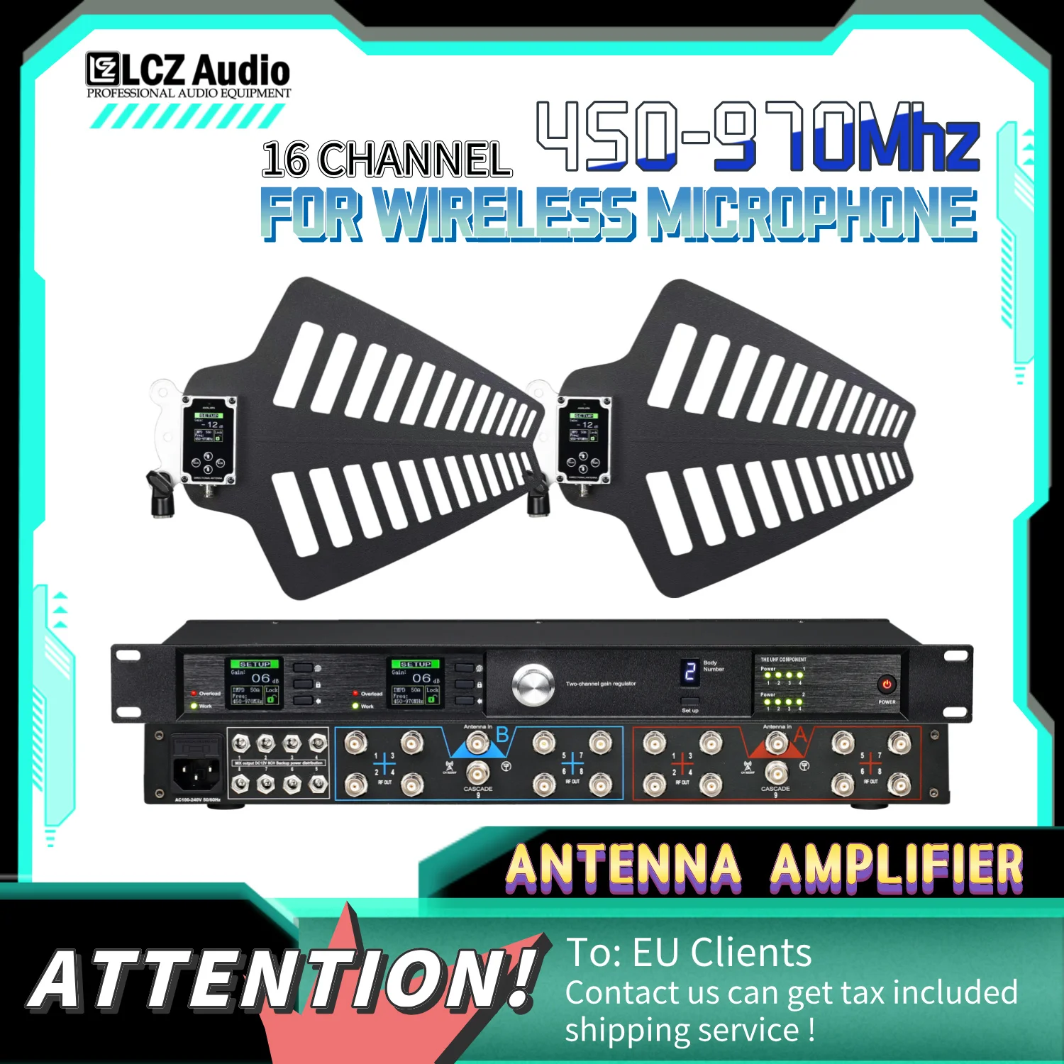 

LCZ Audio UA90-LFA 18 Channel RF Signal Distributor For Wireless Microphone Antenna Distribution System Active Antena Amplifier