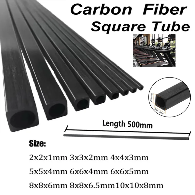 Carbon Fiber Square Tube 1/2/3pcs 2-10mm Outer Diameter X 500mm For Aerospace Robotics & Engineering Projects Durables & Rigid