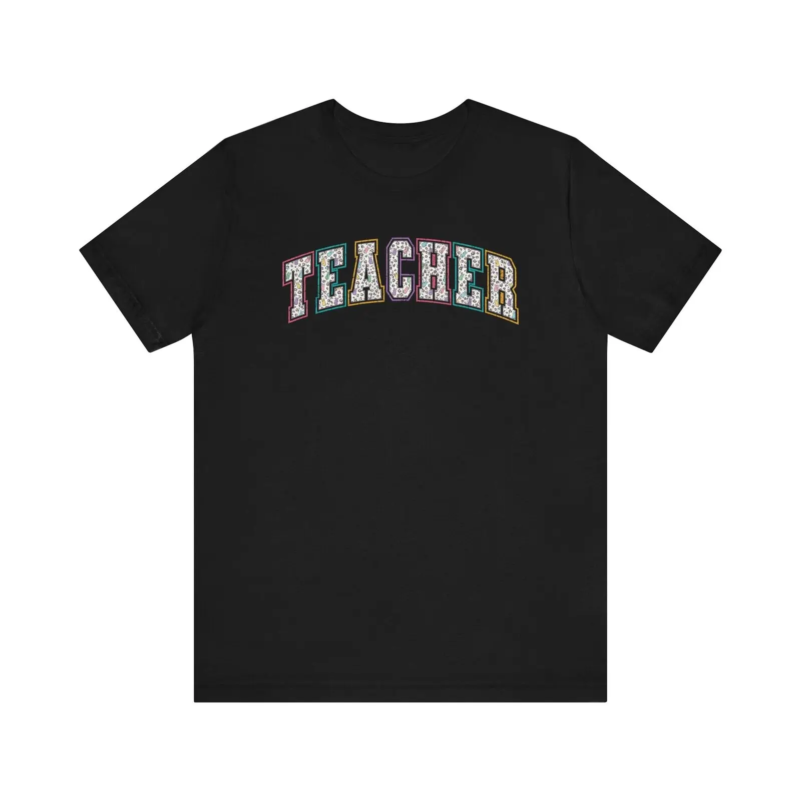 

Bella Canvas 3001, Unisex, Black, Teacher T-Shirt For Easter, Retro Style