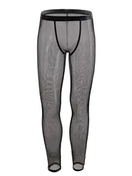 Mesh Hollow Out Men's Pants Exotic Transparent Leggings Man Clothing Sexy Tights Sheer Pants Lingerie Night New In Now Sleepwear