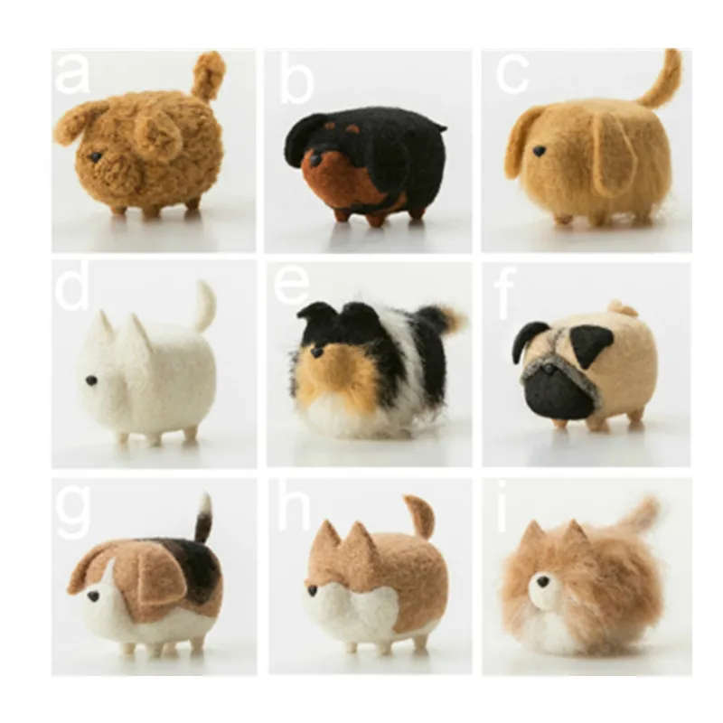 No face dog cartoon animal set wool needlepoint kit  wool felt needle felting decoration craft needlecraft DIY handmade