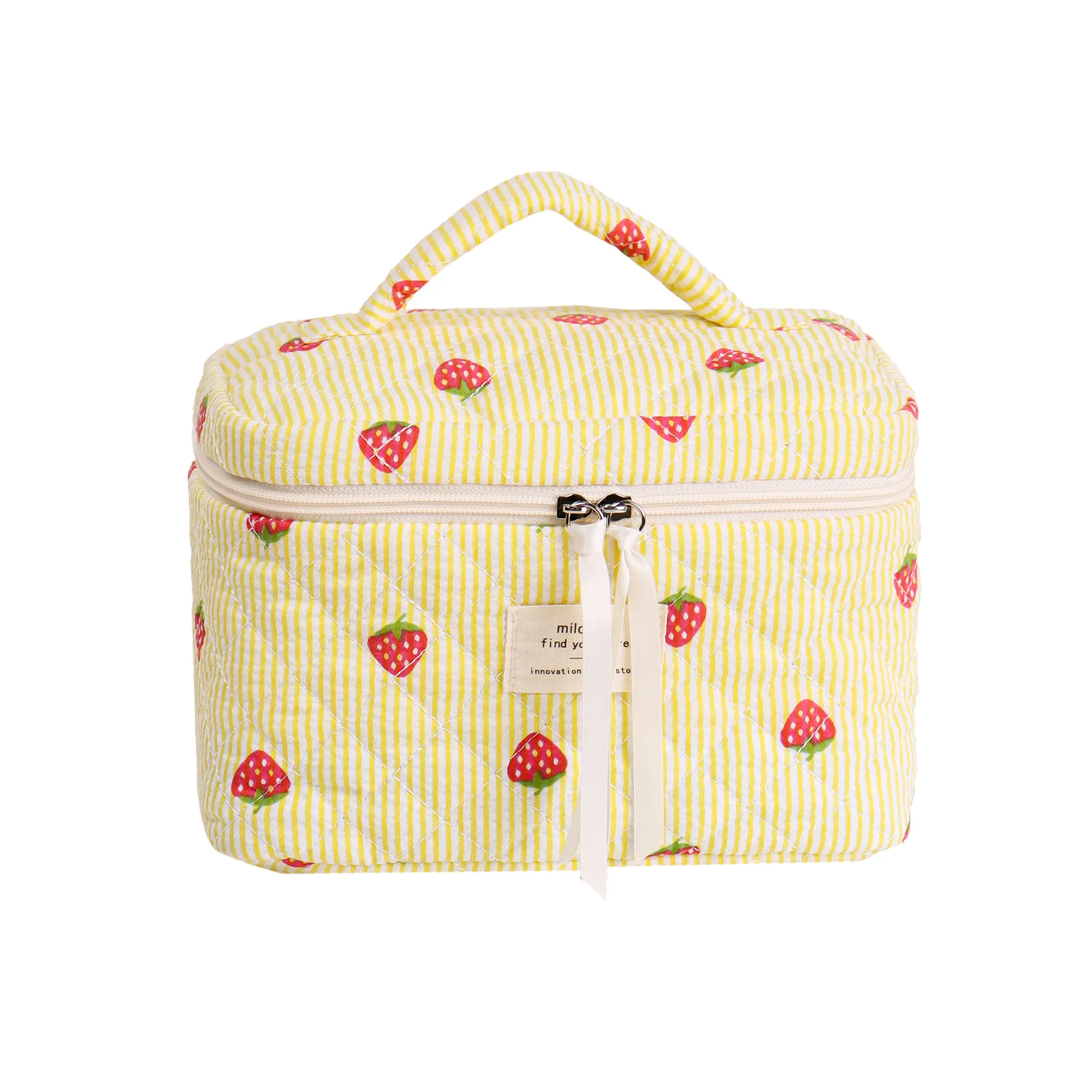 

Strawberry Candy Color Cosmetic Bag Ins Portable Cute Storage Bag Large Capacity Cosmetics Clutch Bag