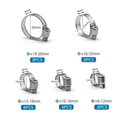 40pcs box-packed 8-29mm stainless steel American style throat clamp box clamp combination clamp ring clamp ring joint