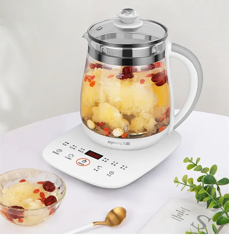 220V 1.5L Electric Kettle Household Automatic Glass Health Preserving Pot Portable Mini Multi Cooker Tea Dessert Cooker