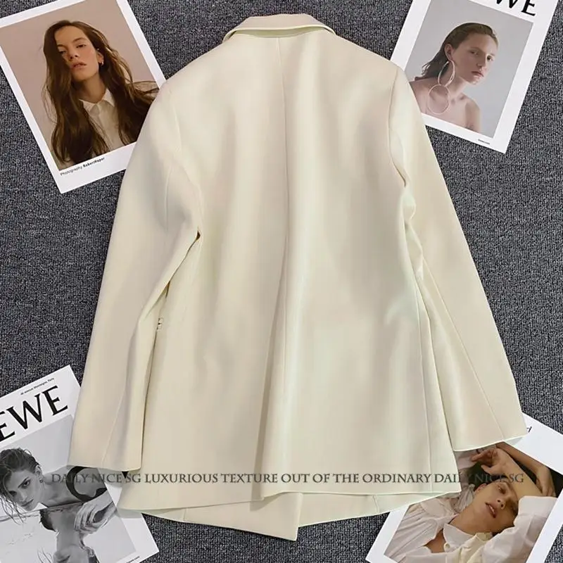 

Commute Blazer Overcoat Female Women'S Coats Medium-Length Waist-Fitted Scarf Block Types Collection Cinching Season Preppy Bf