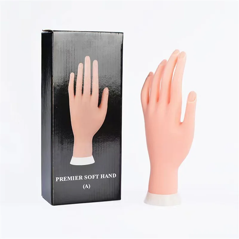 Silicone Nail Art Practice Hand Acrylic Fake Nail Training Fingernails Model Soft Flexible Bendable Mannequin Manicure Tools