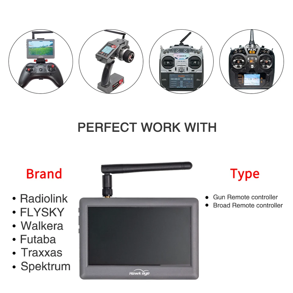 Hawkeye Little Pilot 5.8G FPV Monitor 480×272 4.3inch Screen 48