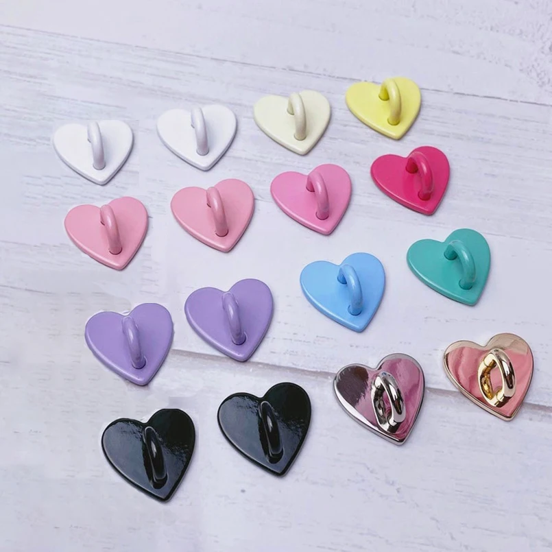 

Kawaii Adhesive Metal Heart Phone Charm Holder Mobile Phone Case Finger Ring Stand Hooks Buckle Charms Clasp Accessories String