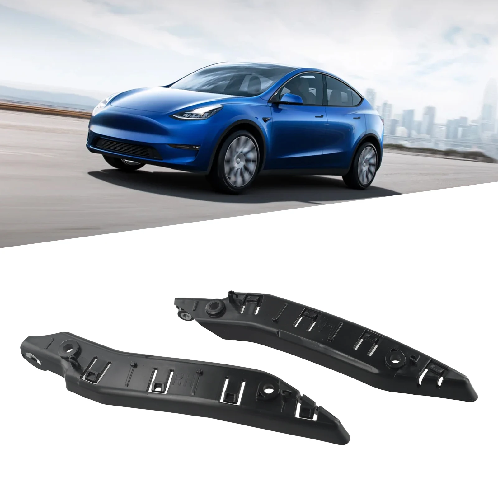 

1Pair Car Front Bumper Clip Mount Bracket Fits For Tesla For Model Y 2020-2022 Part Number 1493771-00-B 1493770-00-B Black Part