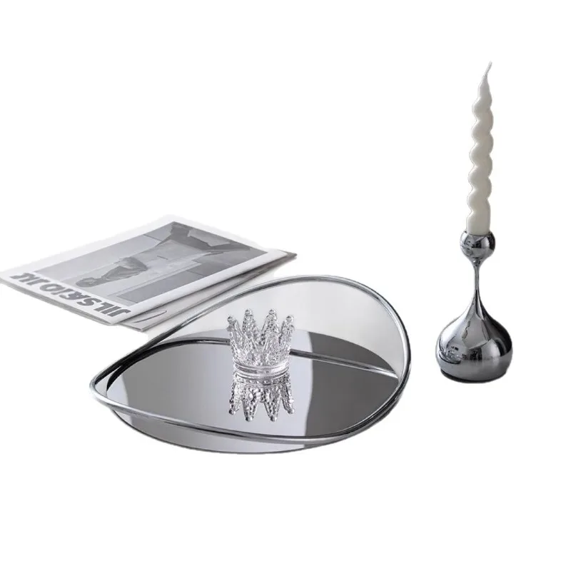 Light luxury desktop ornament aromatherapy stainless steel tray tray Nordic living room decoration home jewelry storage mirror