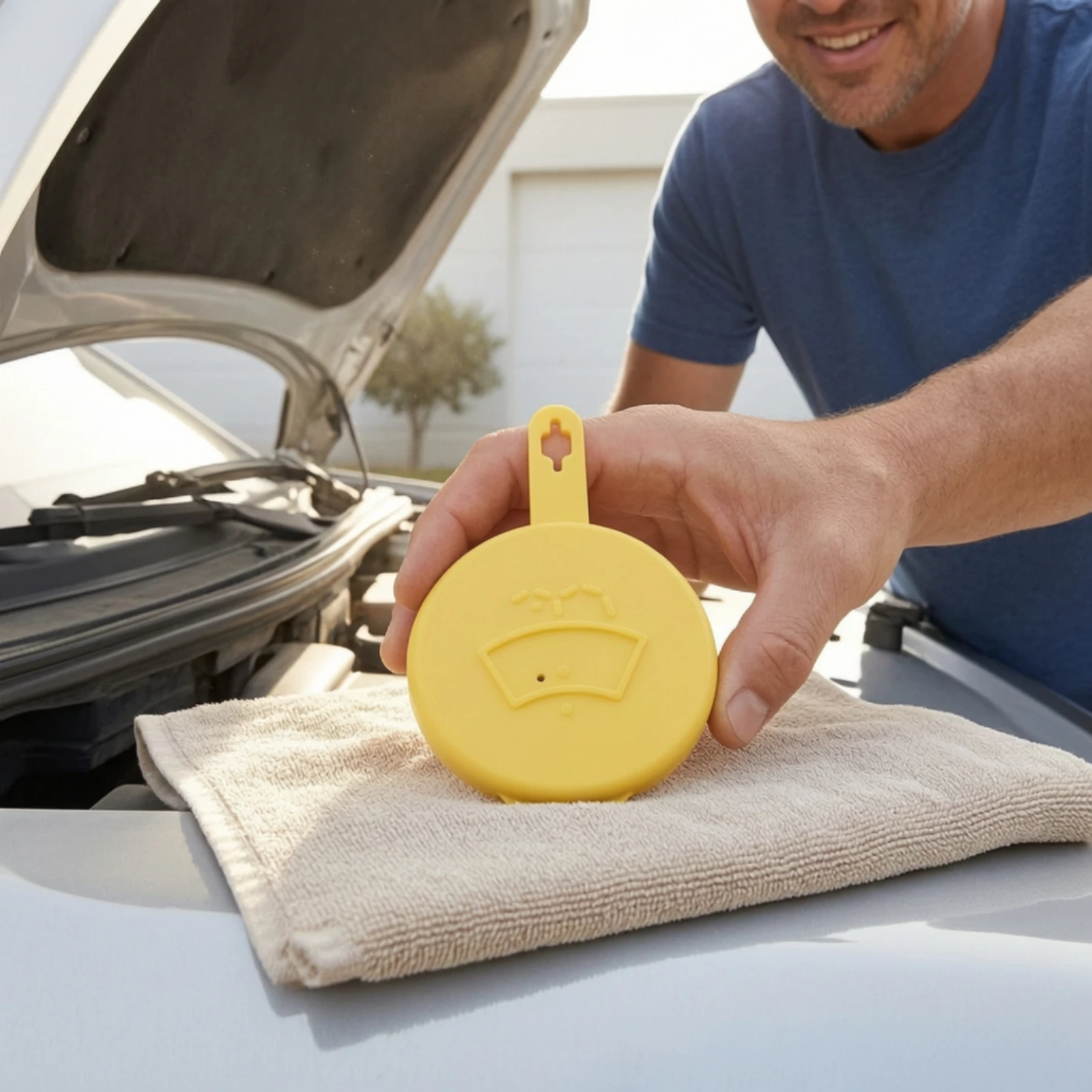 Windshield Washer Reservoir Cap Plastic Washer Tank Cap with Locking Tab Wiper Reservoir Tank Cover Original Long Service Life