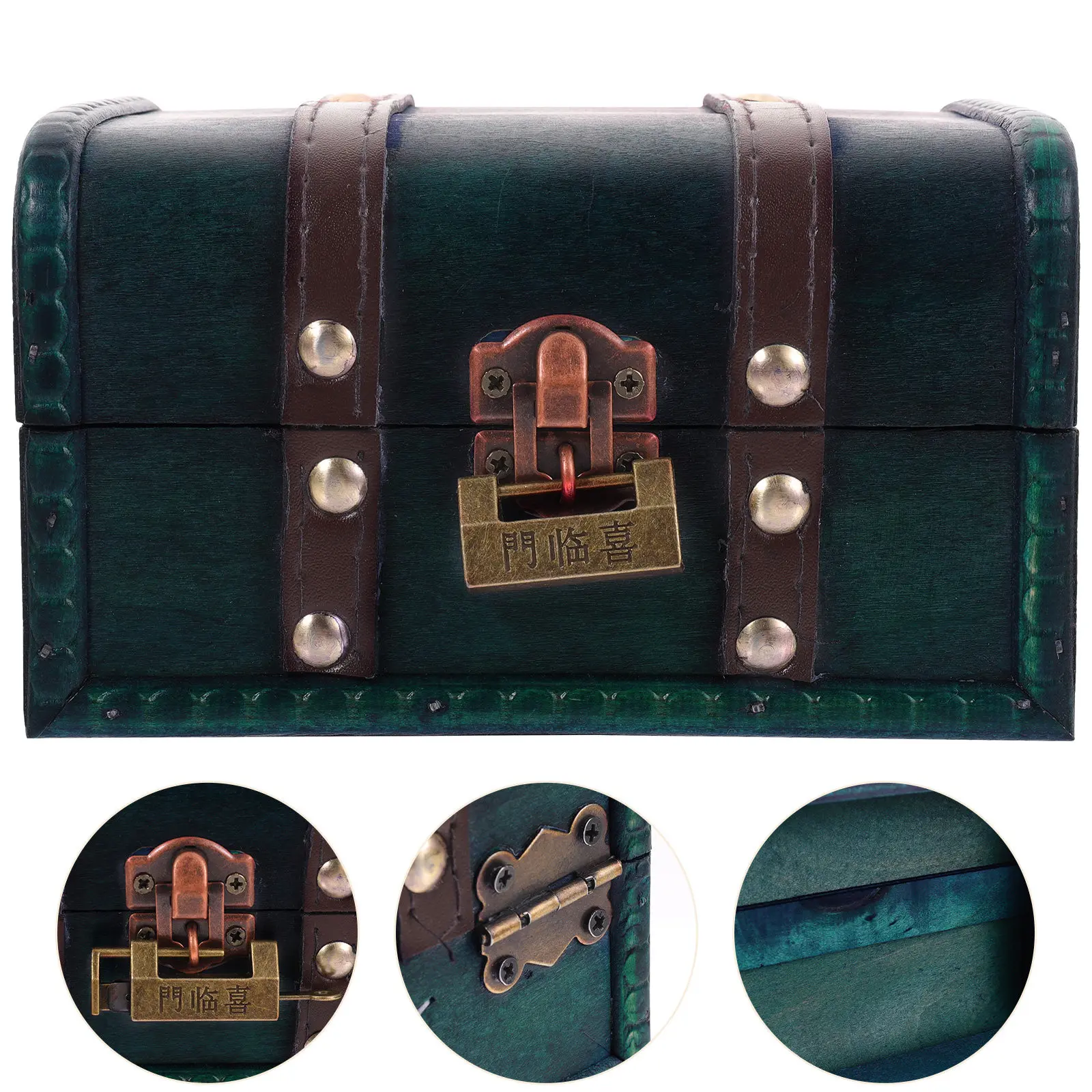 

Vintage Wooden Jewelry Storage Box with Lock Sturdy PU Zinc Alloy Construction Portable Jewelry Case for Necklaces Bracelets