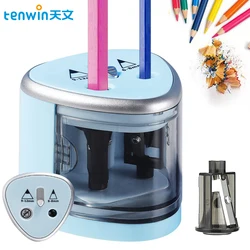 Tenwin New Two-hole Electric Automatic Pencil Sharpener Switch Pencil Sharpener Home Office School Supplies Stationery Art