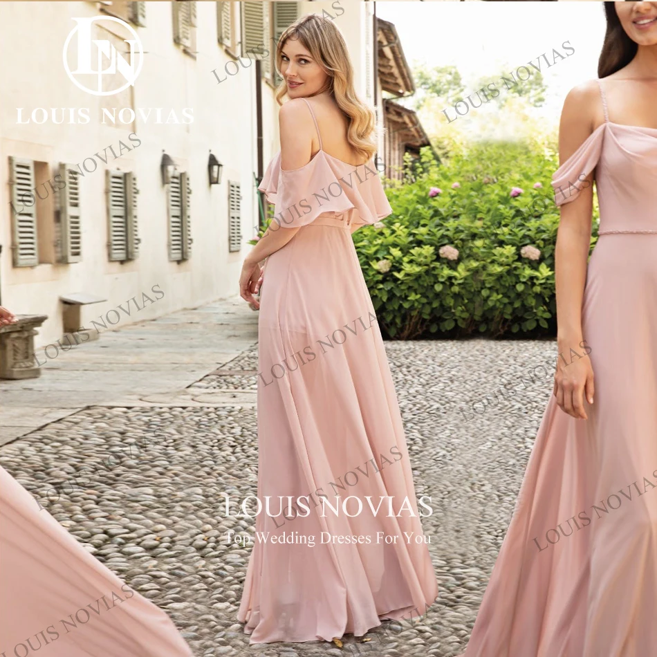 LOUIS NOVIAS Chiffon Bridesmaid Dresses 2022 Exquisite Spaghetti Straps Sleeveless Wedding Party Vestidos De Fiesta Para Bodas