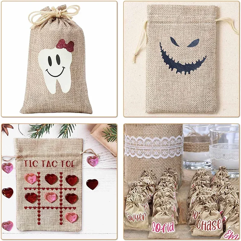 5/10Pcs Burlap Gift Bags with Drawstring Jute Bags Linen Sacks Storage Bags Burlap Bag for Wedding Favors Party Jewelry Pouches