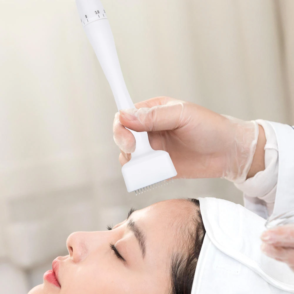 Beauty Derma Stamp Pen 140 Pins Titanium Microneedling Face Stamp Beard Roller For Hair Scalp Skin Care Tools
