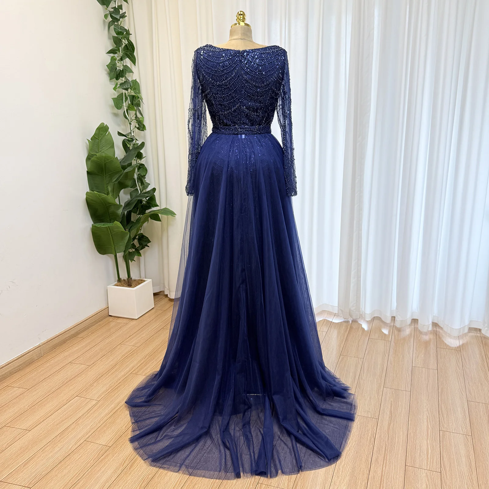 Elegant Nude Mermaid Pearl Evening Dress for Women Detachable Skirt 2026 Long Sleeves Formal Prom Wedding Party Gown Customized