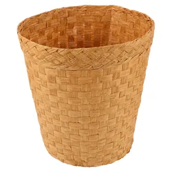 Sturdy Bamboo Rattan Trash Can Woven Storage Basket Home Waste Bins Bedroom Trash Basket Household Bathroom Wicker Waste bucket
