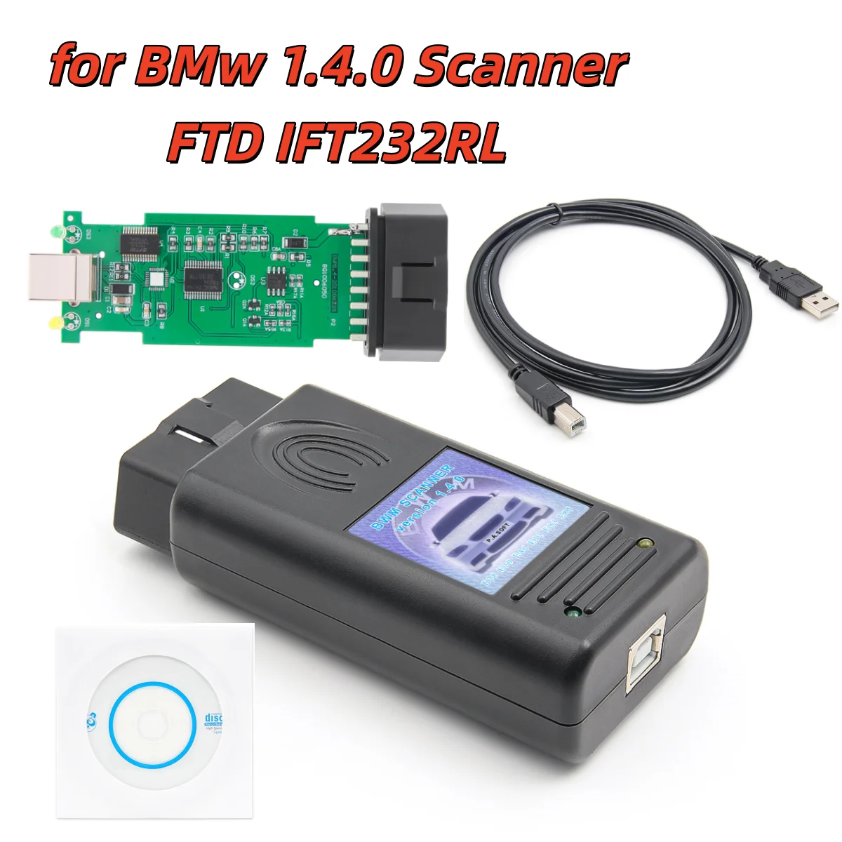 New For BMW Scanner 1.4.0 OBD2 Diagnostic Tool Code Reader USB FT232RL Chip Auto Code Reader Multi-Function Car Diagnostic Tool