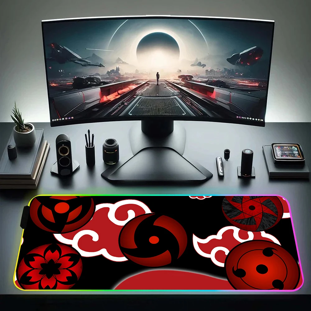 

Fashion Anime N-Narutos Eyes RGB Pc Gamer Keyboard Mouse Pad Mousepad LED Glowing Mouse Mats Rubber Gaming Computer Mausepad