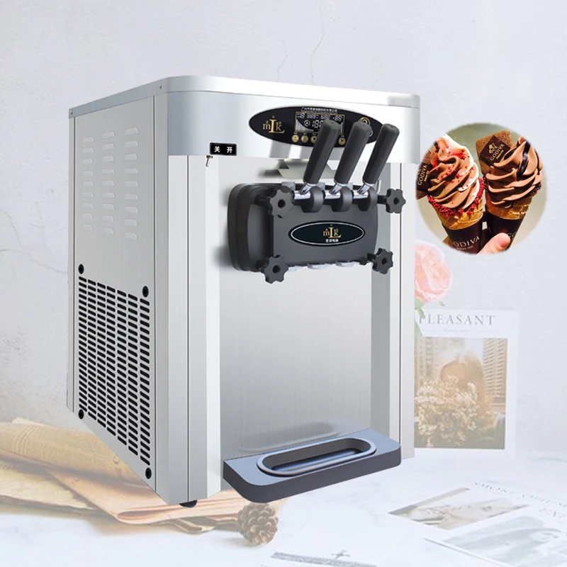 Ice Cream Machine For Ice Cream Making Stainless Steel Structure And Durable Three Flavors Soft Ice Cream Machine