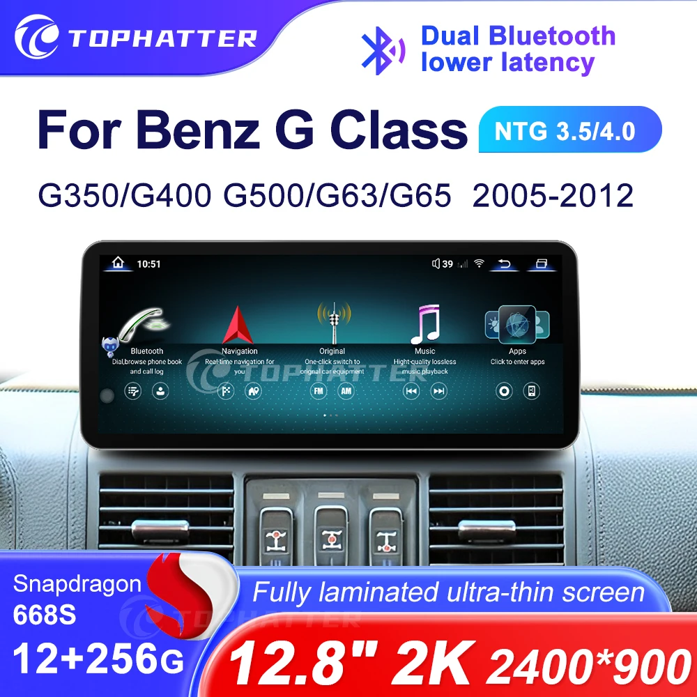

For Mercedes Benz G class W461 2005-2012 12.3 Inch Android 13 Car radio Qualcomm 668S 2K Touchscreen GPS Navigation Android Auto