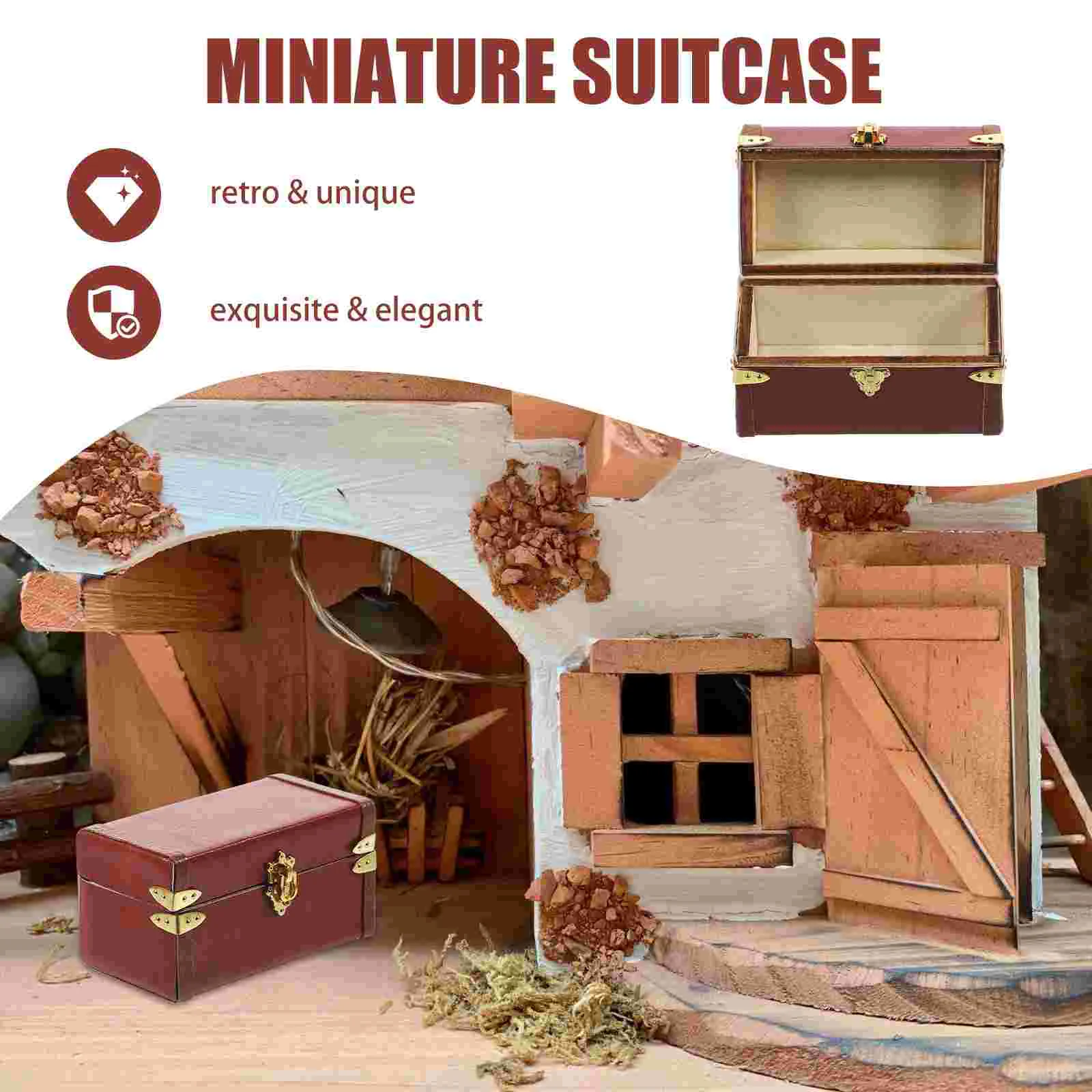 Vintage Suitcase Miniature Carrying Storage Luggage Dolls House Accessories Decor Dollhouse Trolley Travel Suitcases