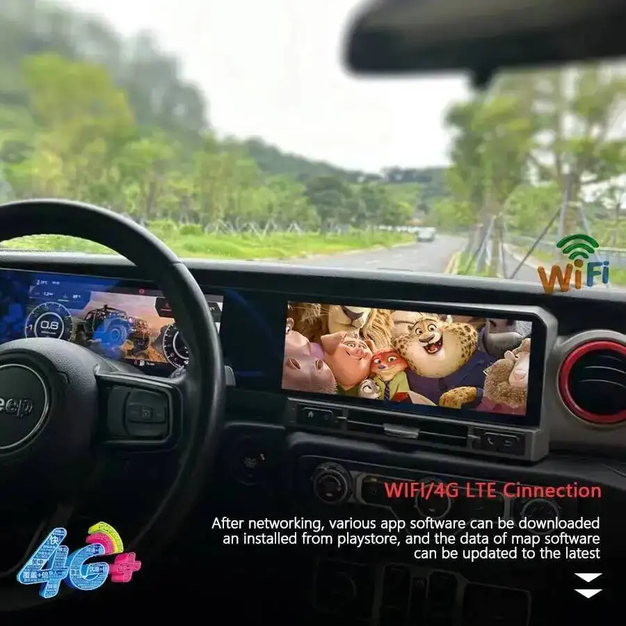 24.6inch For Jeep Wrangler 2018-2022 LCD Android Video Player Navigation Head Unit Stereo Auto Car Radio Multimedia Carplay GPS