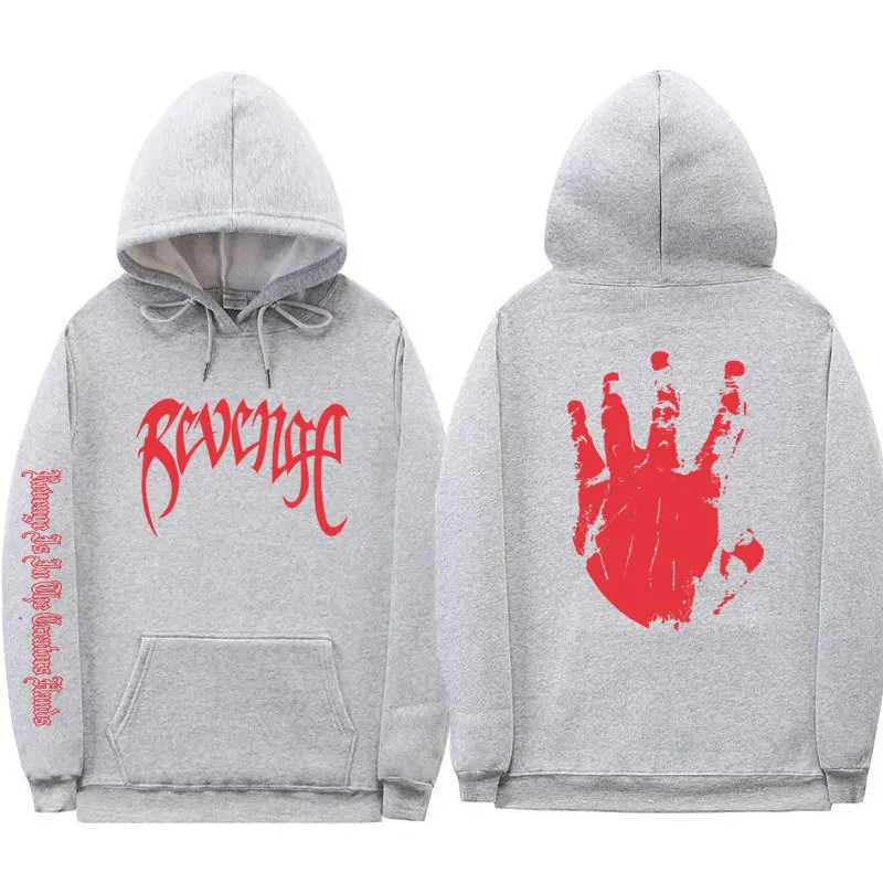 Revenge Printed Hoodie Men's Fashion New Long Sleeved Sportswear Women's Harajuku Casual Street Trend Cool Top Pullover