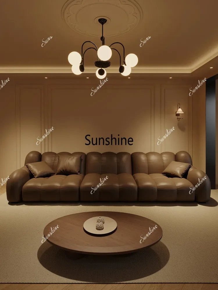French retro functional sofa leather electric adjustable translation and telescopic design