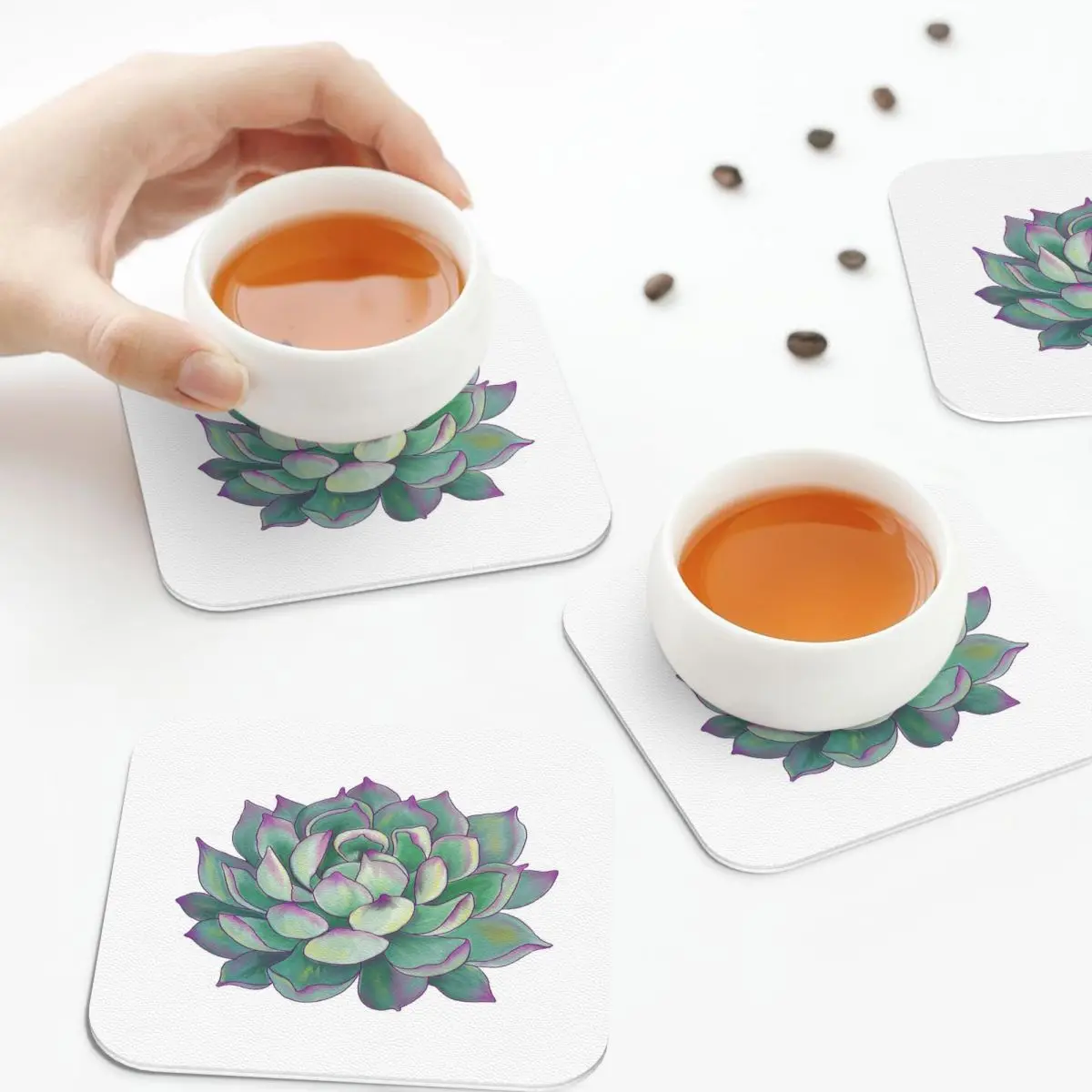 الوقايات النباتية العصارية المفارش الجلدية عدم الانزلاق العزل القهوة الحصير للمنزل المطبخ الطعام منصات مجموعة من 4