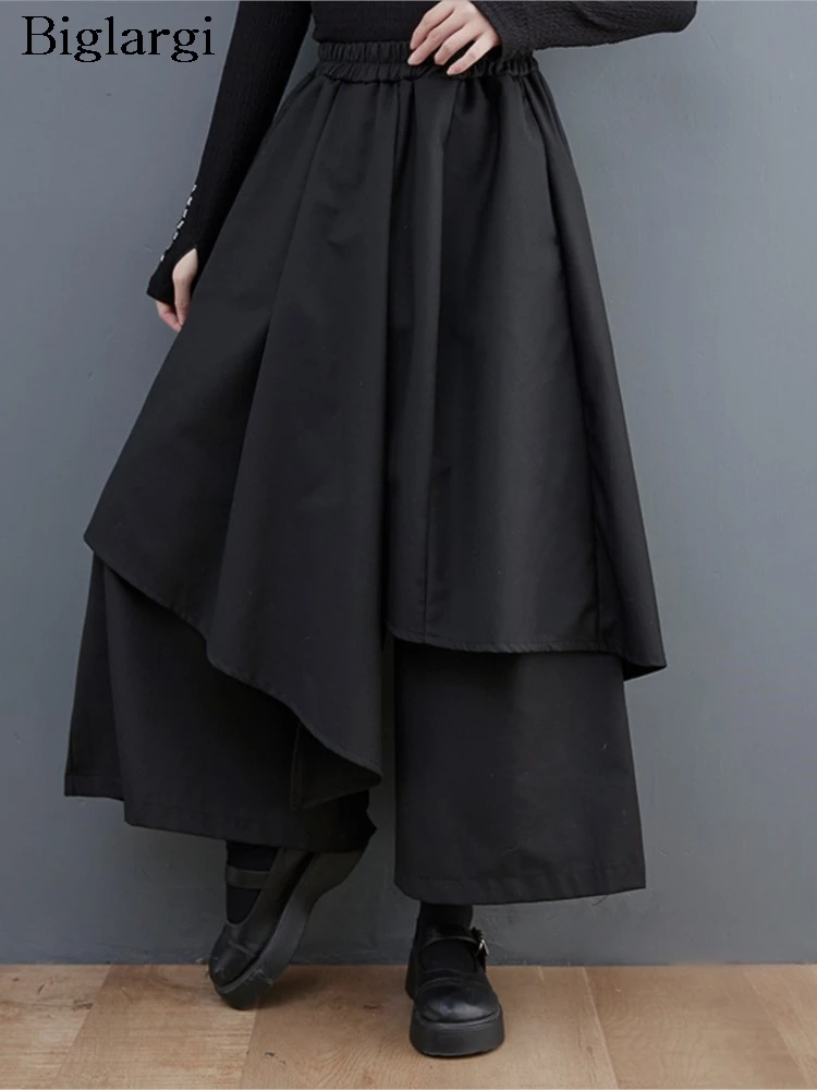 

Большие весенне-летние широкие брюки, женские нерегулярные плиссированные модные свободные повседневные женские брюки с эластичной резинкой на талии, женские брюки