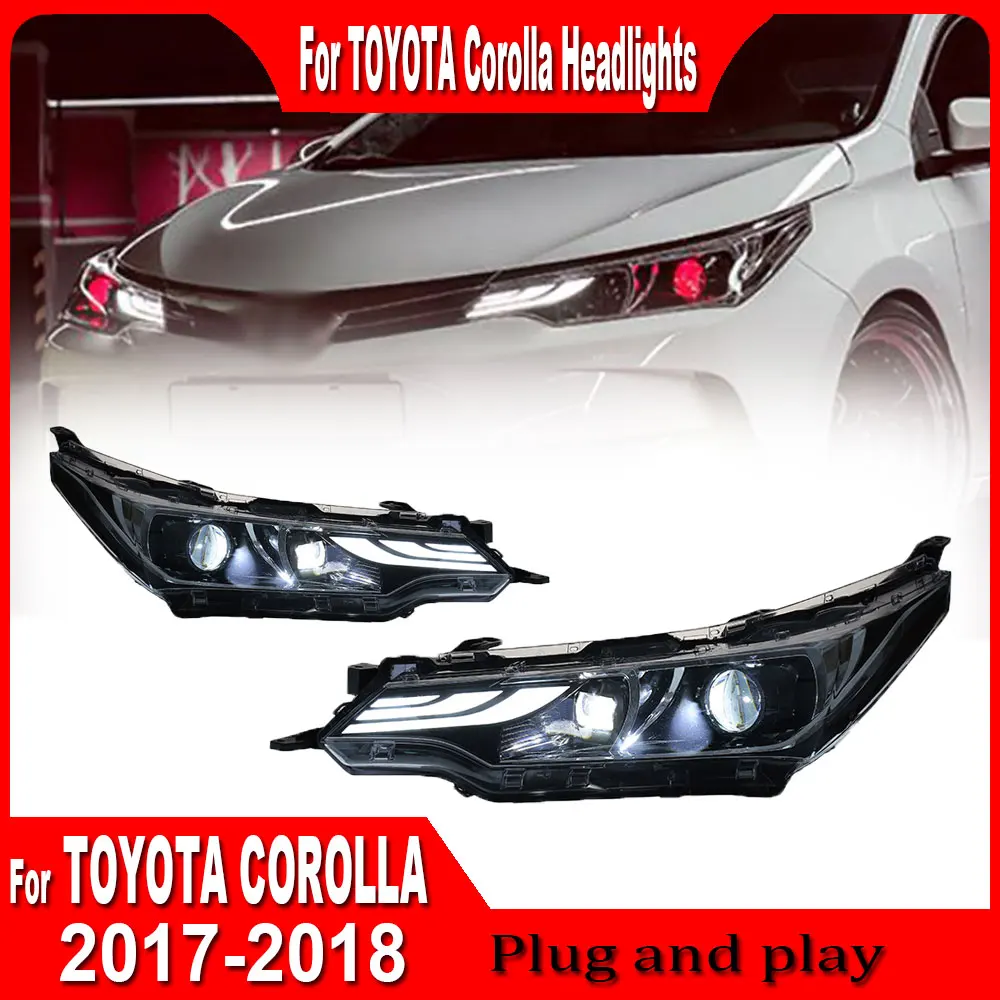 Pair Head Lamp for Toyota Corolla LED Headlight 2017 2018 Headlights Corolla DRL Turn Signal High Beam Projector Lens Assembly