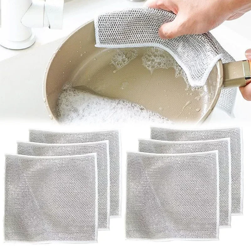 

Steel Wire Dishwashing Cloth Kitchen Cleaning Cloth Non-stick Oil Dish Clean Towel Washing Rags Household Cleaning Accessories