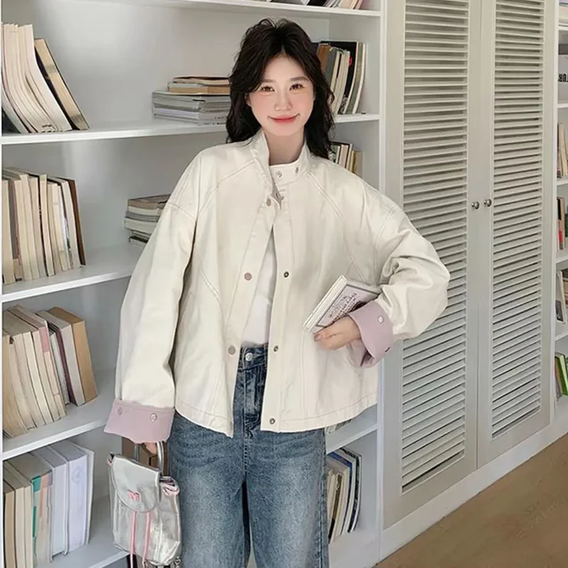 

Casual Contrasting Workwear Stand Collar Women's Spring Autumn 2025 New Loose Short Jacket Top