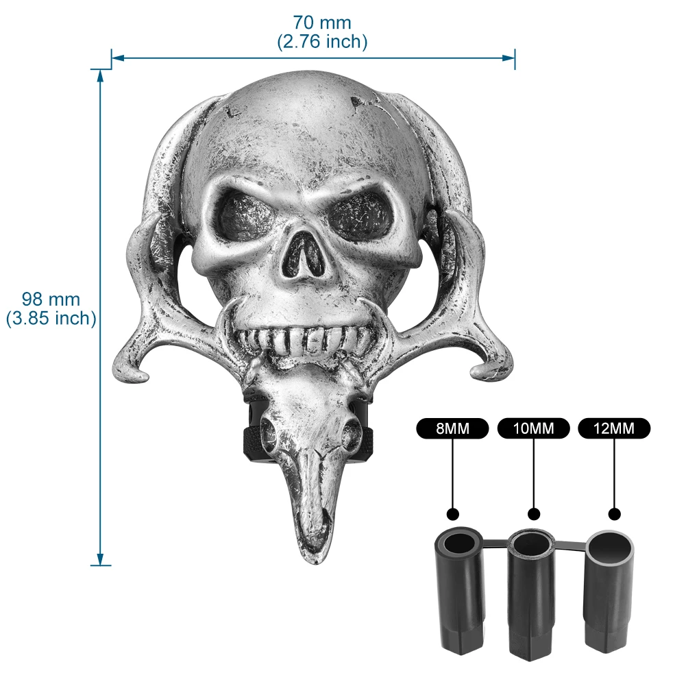 Skull Devil Gear Shifter Knob Fit Universal Manual Transmission Vehicle with 3 Rubber Adapters Cool Car Interior Accessories